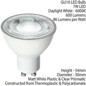 7W LED GU10 Light Bulb Daylight White 6000K 600 Lumen Outdoor & Bathroom Lamp