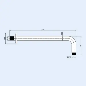 Nes Home 336mm Wall Mounting Brass Round Shower Arm Brushed Brass