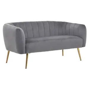 Interiors by Premier Larissa Two Seat Grey Velvet Sofa