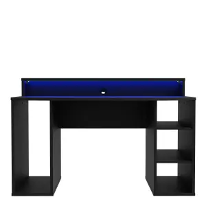 Loadout Black Gaming Desk with Colour Changing LED