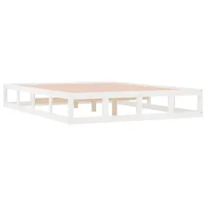 Berkfield Bed Frame White 135x190 cm Double Solid Wood