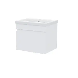 Nes Home Hardie 500mm 1 Drawer White Wall Hung Vanity Cabinet and Basin Sink Unit