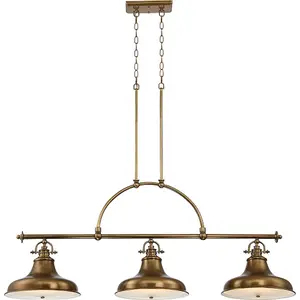 Elstead Emery 3 Light Pendant Bar Chandelier Light Weathered Brass, E27