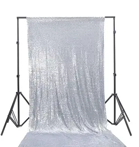 4ft x 7ft Sequin Backdrop Photography Background Shiny Fabric Glitter Curtain Backdrop, Silver