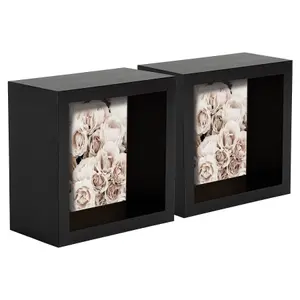 Nicola Spring - 3D Deep Box Photo Frames - 4" x 4" - Pack of 2