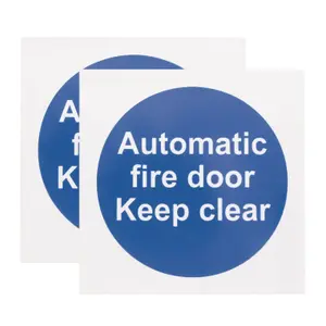 EAI - Automatic Fire Door Keep Clear 100x100mm Self Adh Vinyl Pair