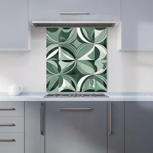 Geometric Green Black Premium Glass Kitchen Splashback W600mm x H650mm