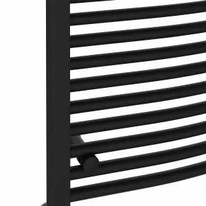 Rinse Bathrooms Electric Heated Towel Rail Curved Black Bathroom Towel Radiator 1600x600mm - 800W