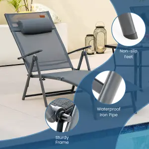 Costway Folding Chaise Lounge Chair Outdoor Portable Adjustable Reclining Chair