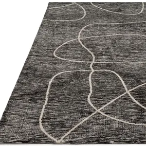 Black Abstract Modern Easy to clean Rug For Bedroom & Living Room-120cm X 170cm