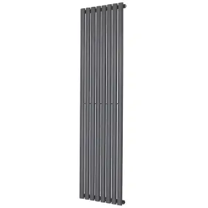 G-Rad Anthracite Single Oval Panel Vertical Radiator - (H) 1800 x (W) 480mm