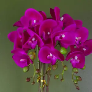 52cm Artificial Orchid Large - Dark Pink / Silver