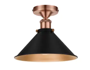 GoodHome Round Matt Metal Black Antique copper effect LED Ceiling light