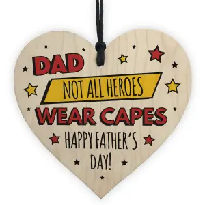 Dad Gifts For Fathers Day Wood Heart Superhero Theme Gift For Dad Thank You