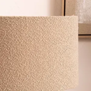 40cm Taupe Boucle Cylinder Table Lampshade Cosy Cream Floor Lamp Shade