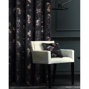 Eyelet Room Darkening Thermal Curtains (Set of 2) Black