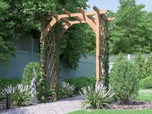 Dunster House Wooden Corner Pergola Arch with Trellis Lattice 1.8m x 1.4m Jasmine