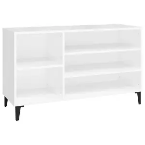 Shoe Cabinet High Gloss White 102x36x60 cm Engineered Wood