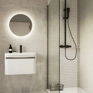 ENKI Enzo Matte Black Sqaure 2-Outlet Thermostatic Shower Head & Handheld Slim 200mm