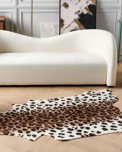 Faux Cowhide Area Rug with Spots 150 x 200 cm Brown and White BOGONG