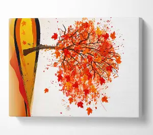 Autumn Orange Tree Canvas Print Wall Art - Medium 20 x 32 Inches