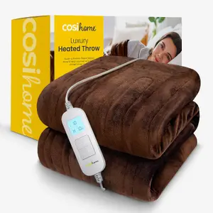 Cosi Home Fleece Electric Heated Throw - Brown