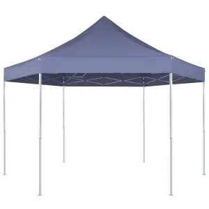 Berkfield Hexagonal Pop-Up Foldable Marquee Dark Blue 3.6x3.1 m