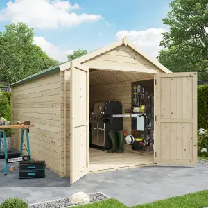 BillyOh Pro Apex Log Cabin Wooden Shed - W2.5m x D4.0m (8 x 13ft) - 28mm Thickness