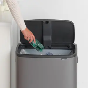 Bo Touch Bin, 60 litre, with 1 inner Plastic Bucket Platinum