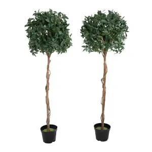 Blooming Artificial - 150cm / 5ft Artificial Bay Laurel Tree (Pair) Topiary