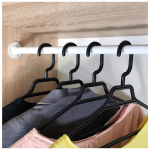 Round Wardrobe Rail Hanging Tube Pipe 1800mm White Set with End Brackets