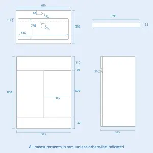 Nes Home 600mm Gloss White Basin Vanity & Close Coupled Toilet