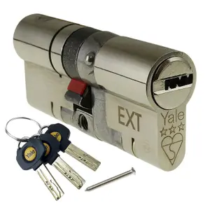 Yale Platinum 3-Star Euro Cylinder uPVC Door Security Lock - 35/35 (70mm), Nickel (incl. 4 Keys)