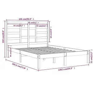 Berkfield Bed Frame White Solid Wood 135x190 cm 4FT6 Double