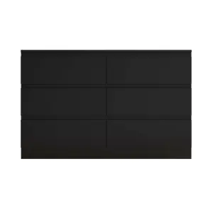 Black Chest Of 6 Drawers Scratch Resistant Bedroom Furniture