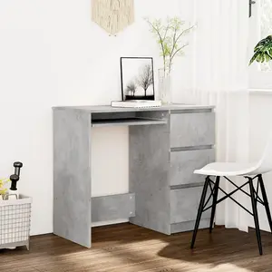 Berkfield Desk Concrete Grey 90x45x76 cm Engineered Wood