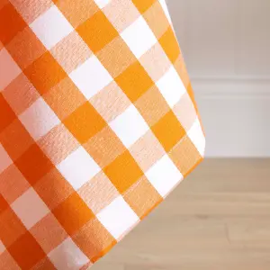 Homescapes Orange Block Check Cotton Gingham Tablecloth 137 x 178 cm