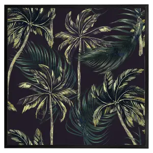 Green palm on black (Picutre Frame) / 30x30" / White