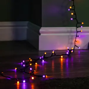 12.9m Light up Halloween Glow Worm String Lights with 520 Purple and Orange LEDs