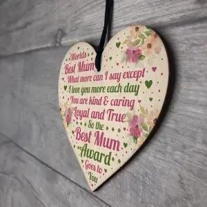 Red Ocean Mum Award Birthday Gifts For Mum Mothers Day Gifts Wooden Heart Gift For Mum Mummy Gift From Daughter Son