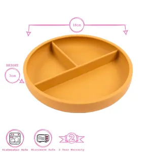 Tiny Dining - Baby Divided Silicone Suction Plate - Ochre