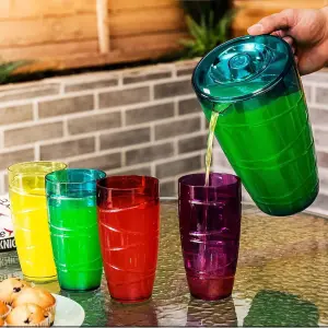 8 Pack Plastic Coloured Cups Acrylic Drink Tumblers Reusable Glass Drinkware