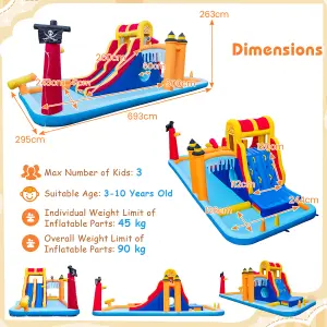 Costway Kids Inflatable Water Park Slide Children Wet Dry Combo Bounce House