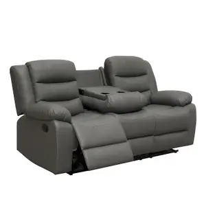 Roma Recliner Leather Grey 3+2 Sofa Set, Armchair Inspired Home Theatre and Living Room Seating