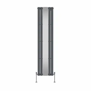 Right Radiators Vertical Radiator Single Flat Panel Central Heating Radiator with Mirror Anthracite 1800 x 417mm