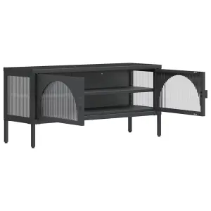 Berkfield TV Cabinet Black 105x35x50 cm Glass and Steel