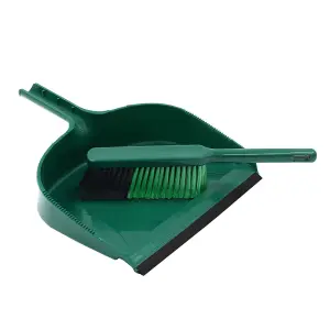 JVL Outdoor Garden Large Dustpan And Brush, Green