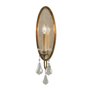 Wall Light White Clear Polished Glass Crystals Oxidized Bronze LED E14 60W