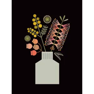 Lyndy Hants Bottlebrush In Vase Canvas Print Black/Yellow/Peach (40cm x 30cm)