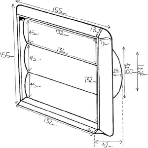 AirTech-UK Gravity Grille White 155mm External with 100mm - 4 inch Round Rear Spigot and Not-Return Shutters Ducting Air Vent